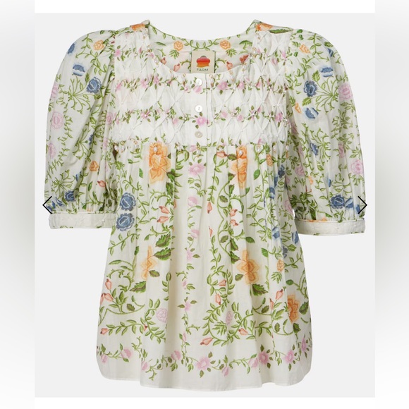 FARM RIO Folk Floral embellished cotton blouse - Picture 3 of 5